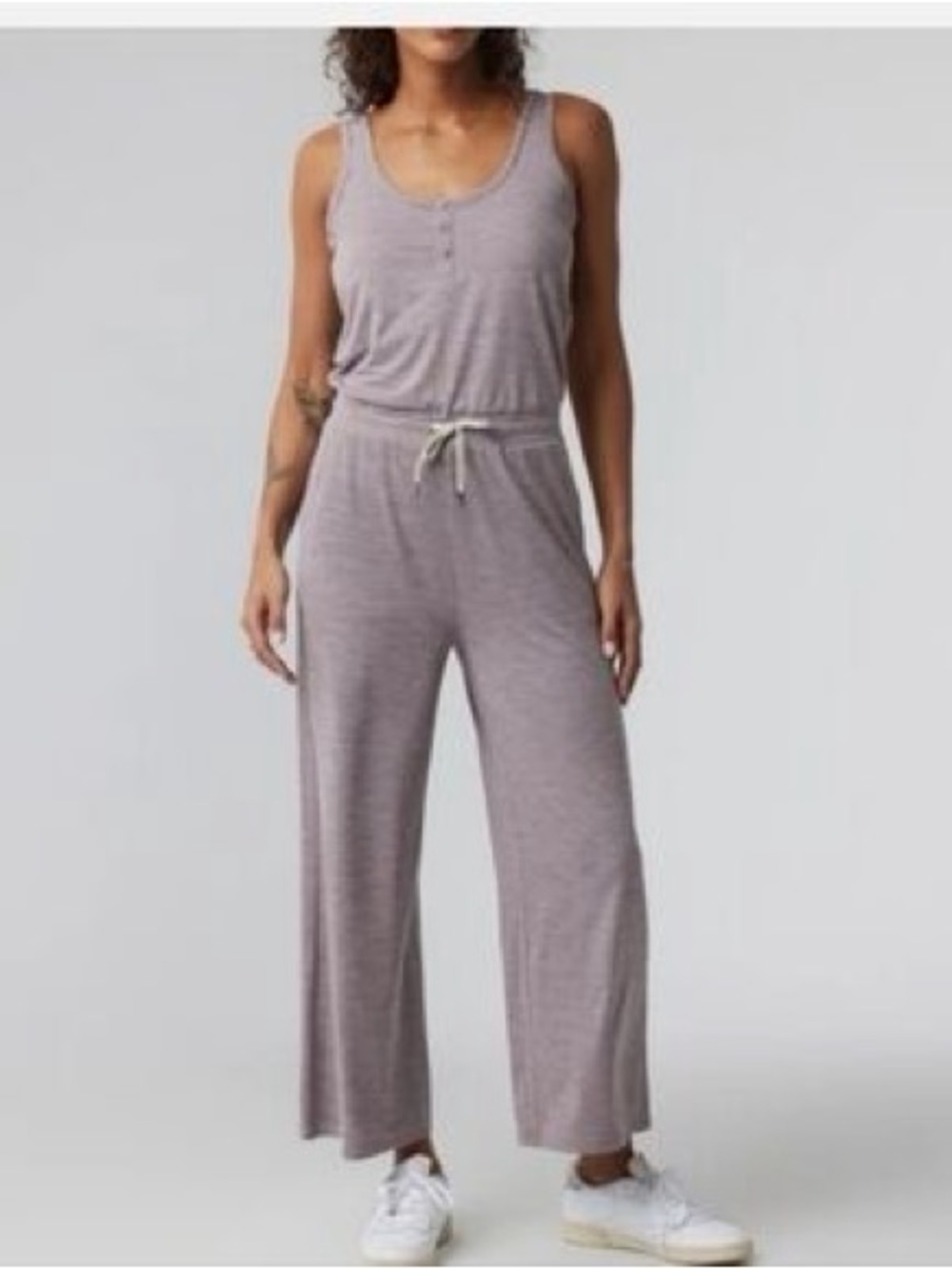 NWT SIZE XL Vuori Sleeveless Scoop-Neck Wide-Leg Jumpsuit in Mauve